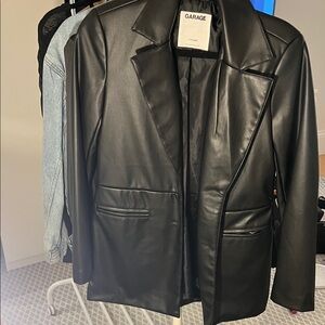 Garage Sleek Black Faux Leather Jacket